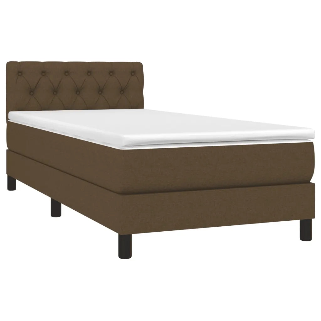 Letto a Molle Materasso e LED Marrone Scuro 80x200cm in Tessuto 3133352
