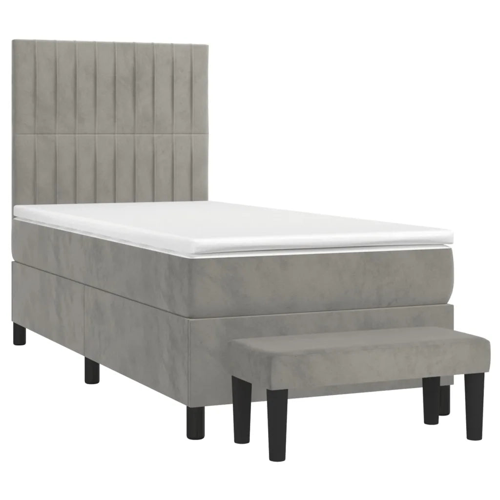 Giroletto a Molle con Materasso-Struttura Letto Grigio Chiaro 90x200 cm Velluto 427931