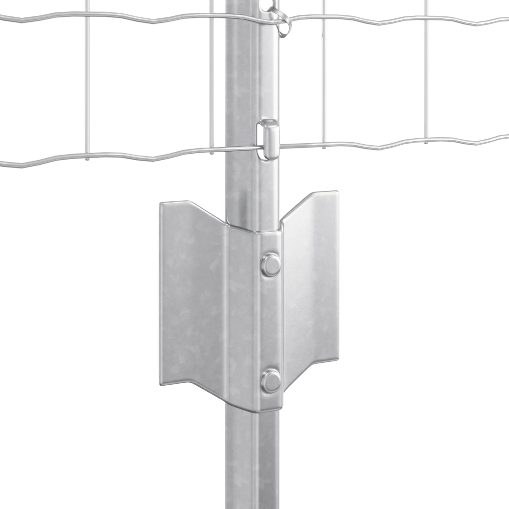 Recinzione Euro con 11 Poste U Argento 0,8x25 m Acciaio