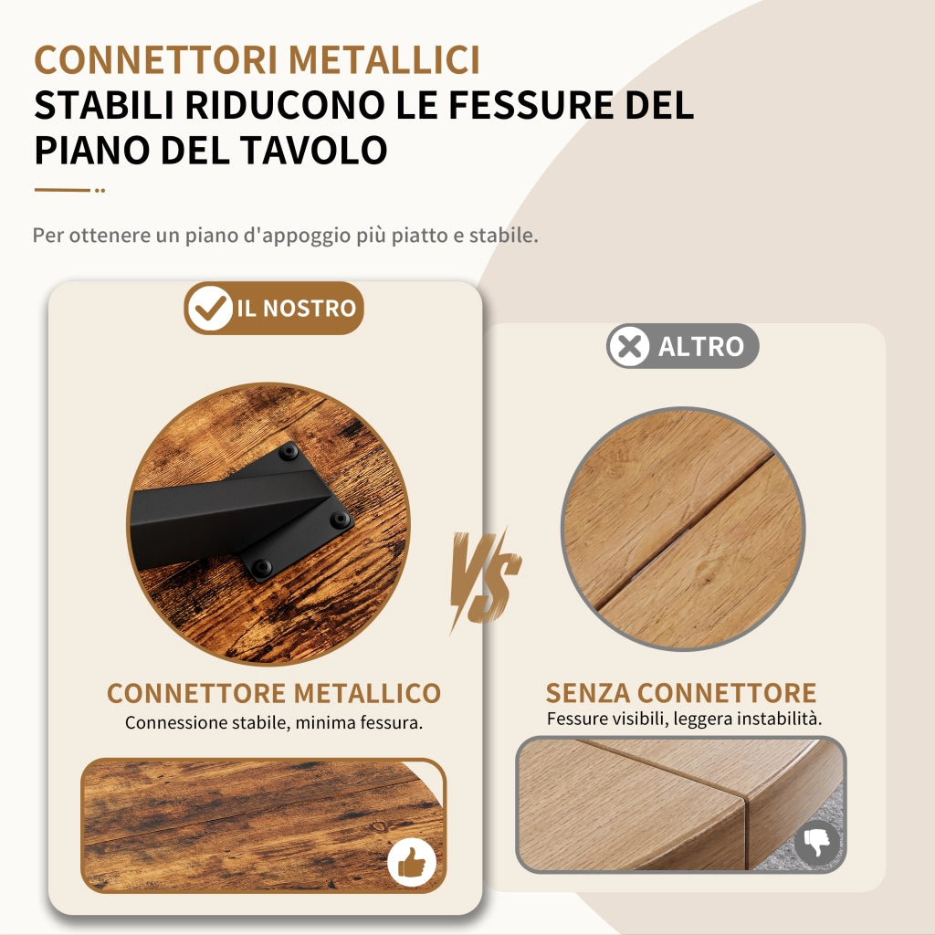 TAVOLO da pranzo rotondo Ø120 cm marrone vintage e nero in ferro e truciolato