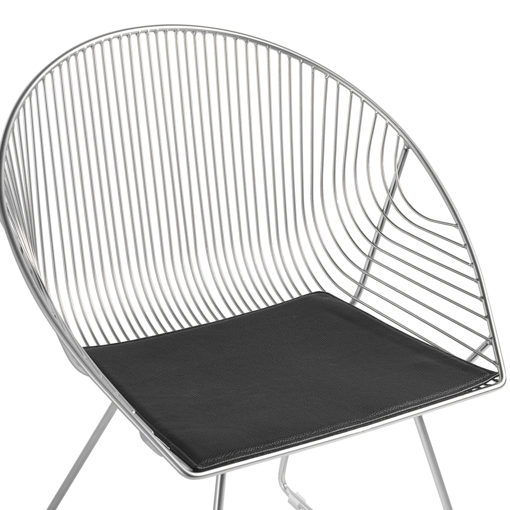 Set di 2 sedie da pranzo Struttura in metallo argento Seduta in ecopelle nera Design industriale moderno