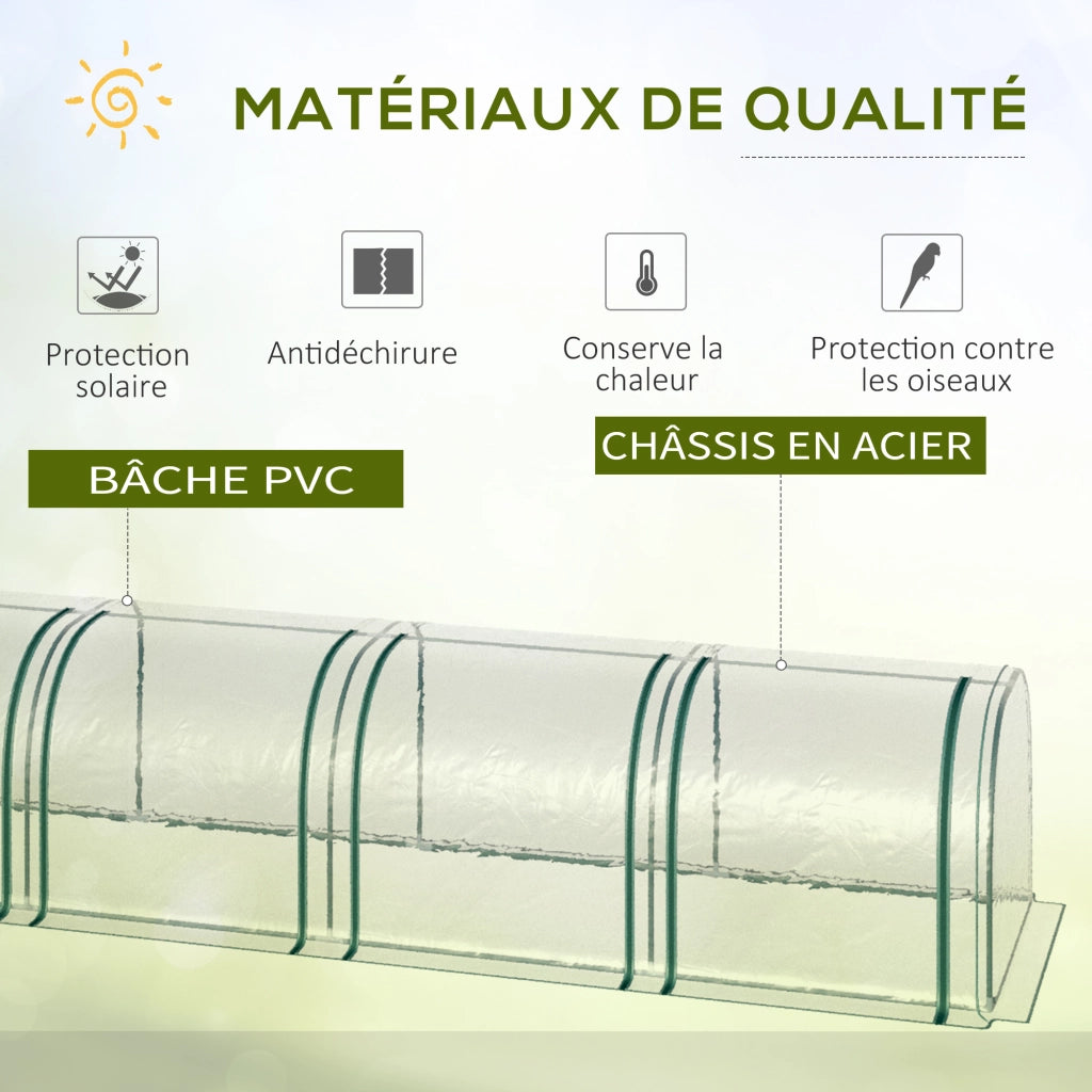 Serra da Giardino per Pomodori ¨C Xylo ¨C Acciaio PVC Anti-UV 3L x 1l x 0,8H m Verde