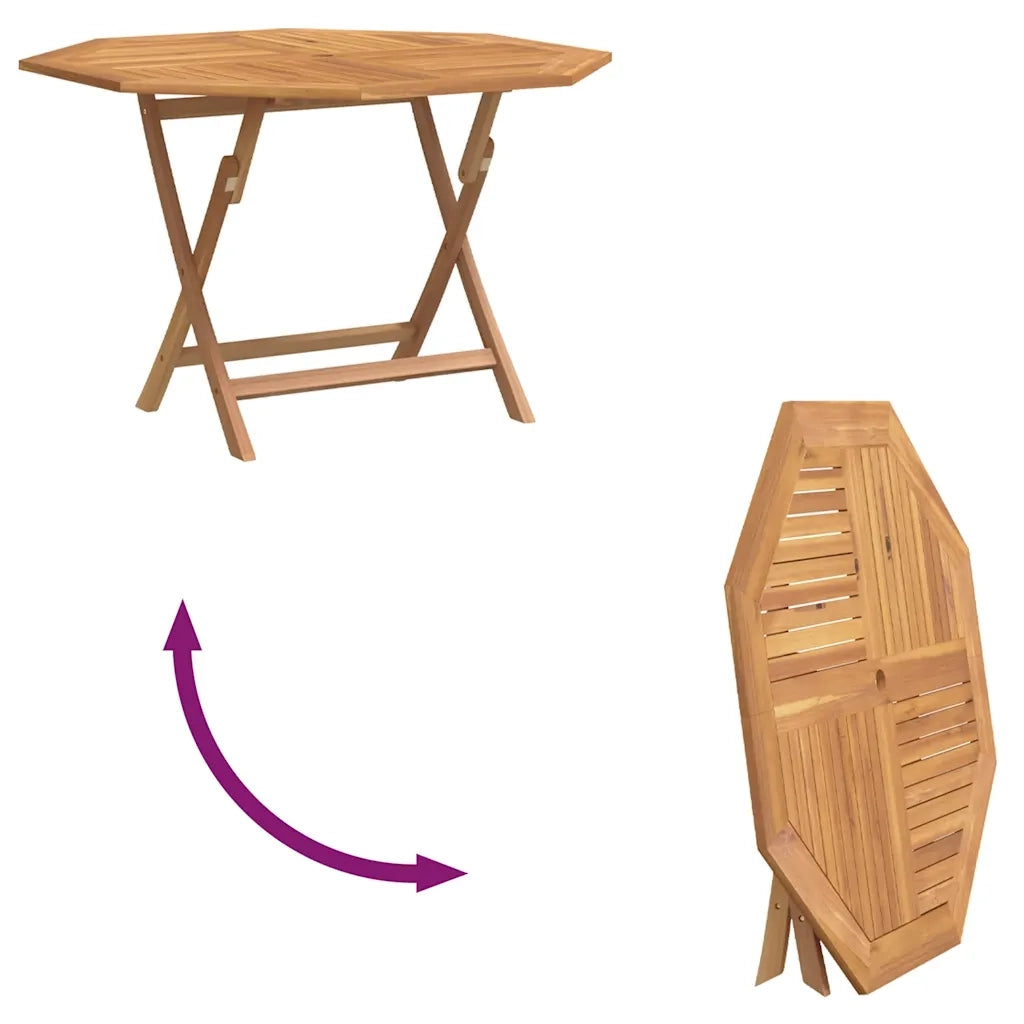Tavolo da Giardino | Tavolino da esterno Pieghevole Grigio 110x110x75cm Massello Teak