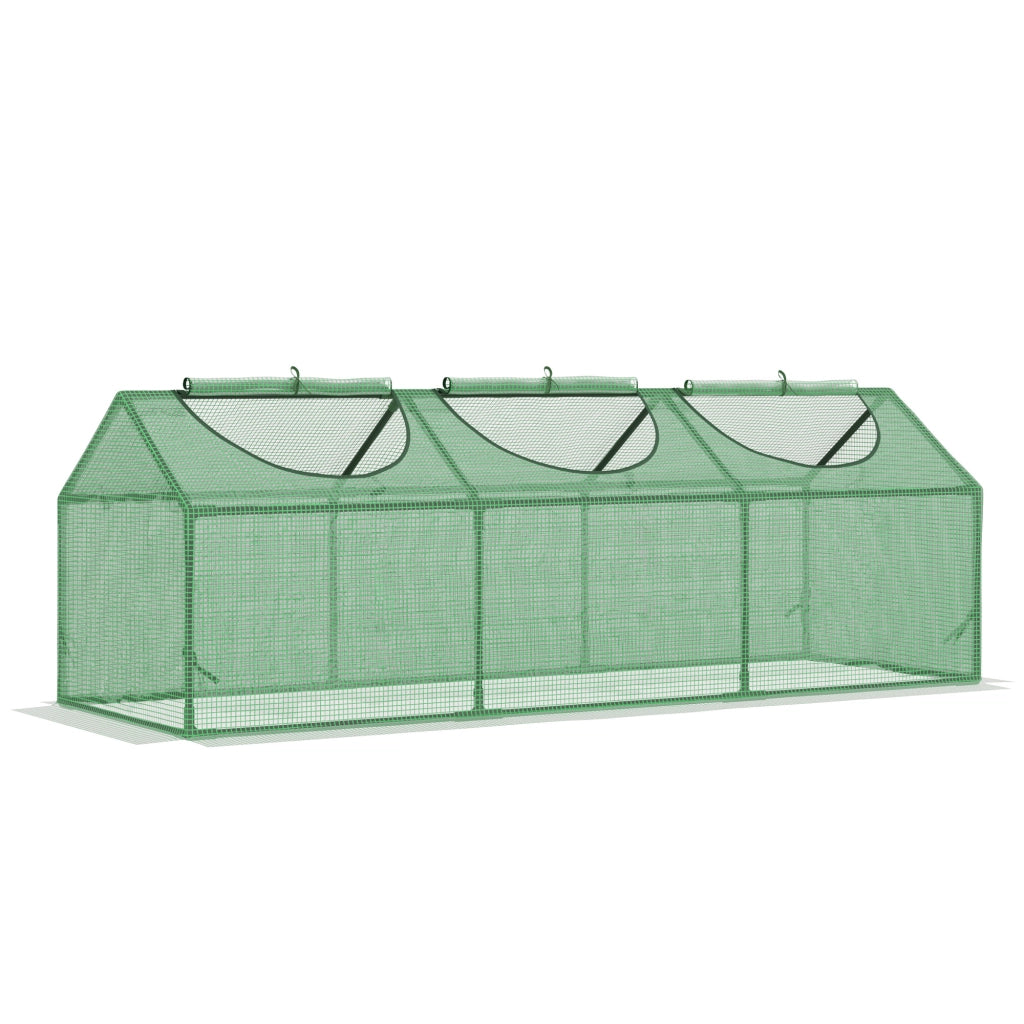 Mini serra da giardino con finestre apribili, copertura impermeabile e struttura in acciaio, 180x60x60 cm