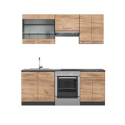 Cucina componibile Fame-Line Rovere dorato/Antracite 200 cm senza piano di lavoro Vicco