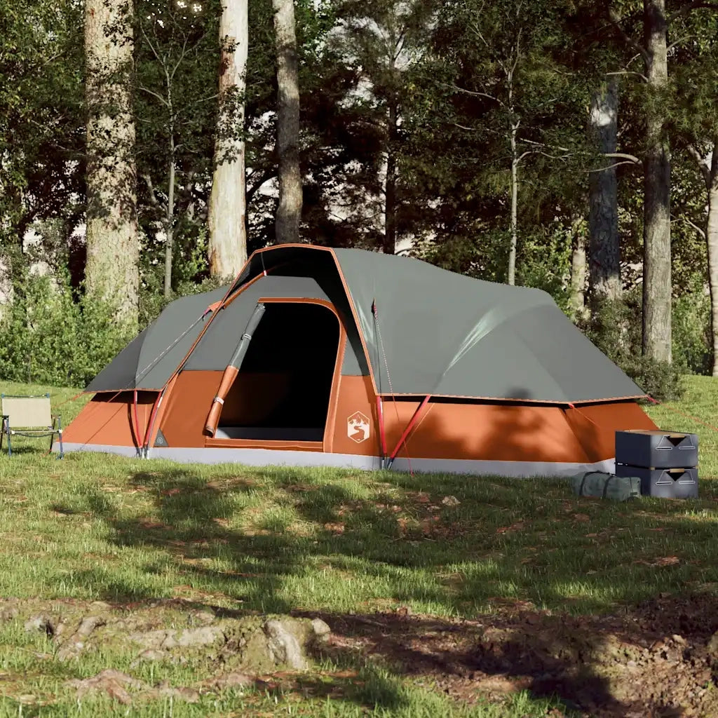 Tenda Familiare a Cupola 9 Persone-Tenda da campeggio Arancione Impermeabile