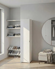 Armadio Banyan - Guardaroba moderno - 1 anta - Struttura bianca - 1 ripiano incluso - 40 x 52 x 177 cm_
