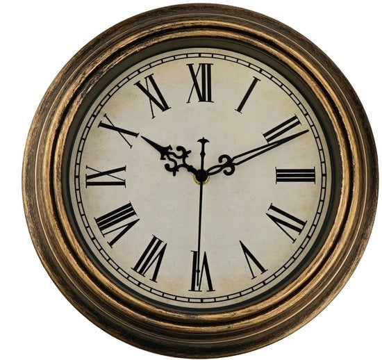 Orologio a muro retro, 25 cm, classico orologio silenzioso senza tic, facile da leggere orologio quartz su batterie, decorazione per camera da letto, cucina, ufficio