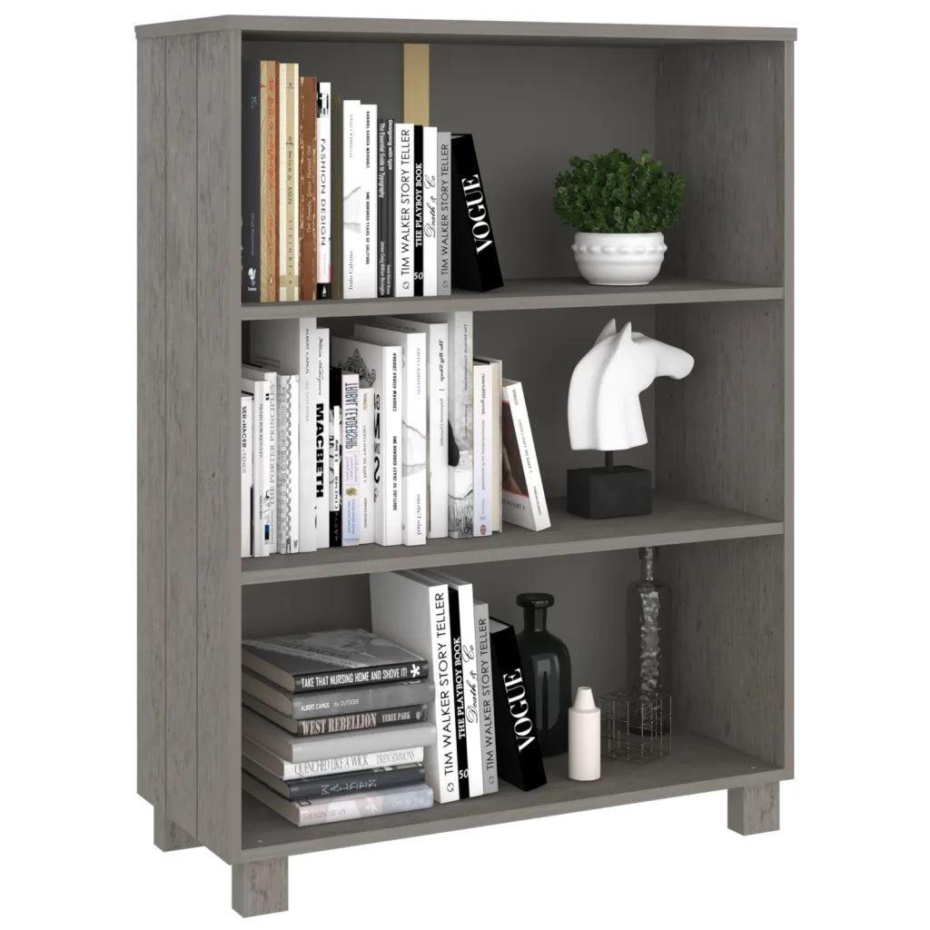Libreria-Scaffale per Libri-Mobile di Stoccaggio HAMAR Grigio Chiaro 85x35x112cm Legno Massello di Pino