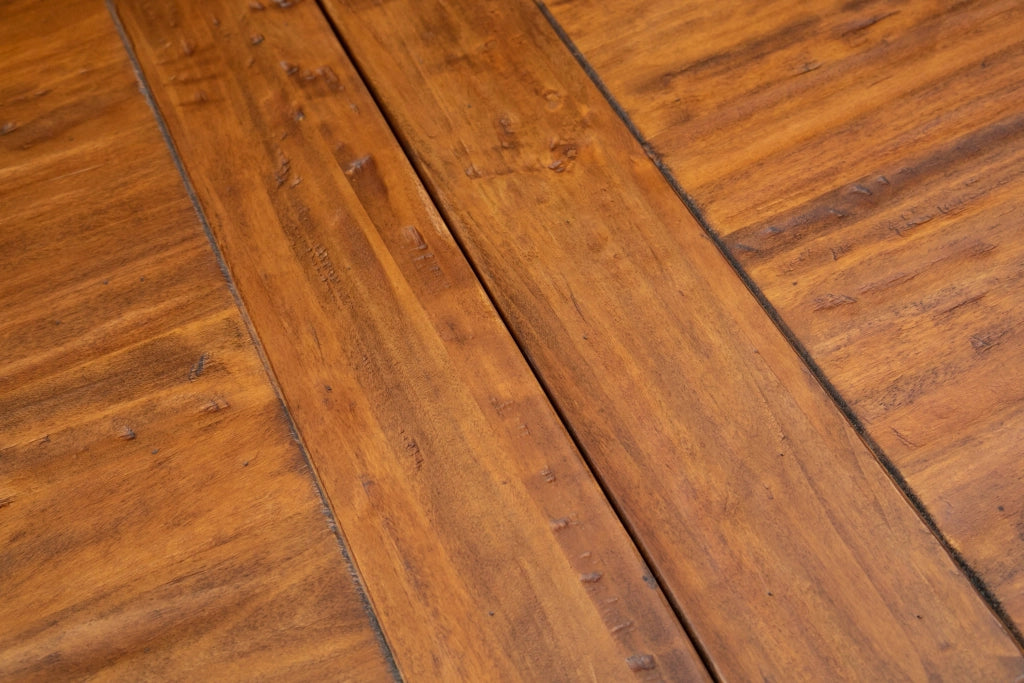 Biscottini Tavolo Country allungabile in legno massello di tiglio struttura bianca anticata piano noce L120xPR80xH80 cm. Made in Italy