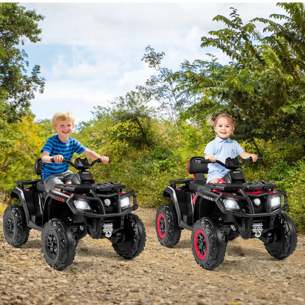 Veicolo elettrico quad a 4 ruote da 24V con 2 posti a sedere, Kids ATV avvio morbido e sospensione a molle Nero-Macchinine giocattoli