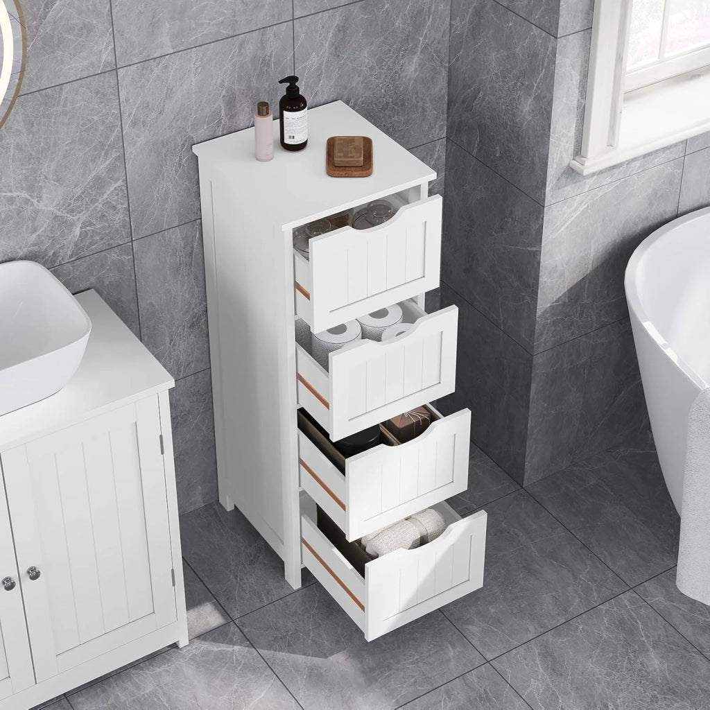 Armadio Bianco Armadietto da Bagno Mobile a Colonna Bagno a Terra Mobile Multiuso per la Casa 30x30x82 cm