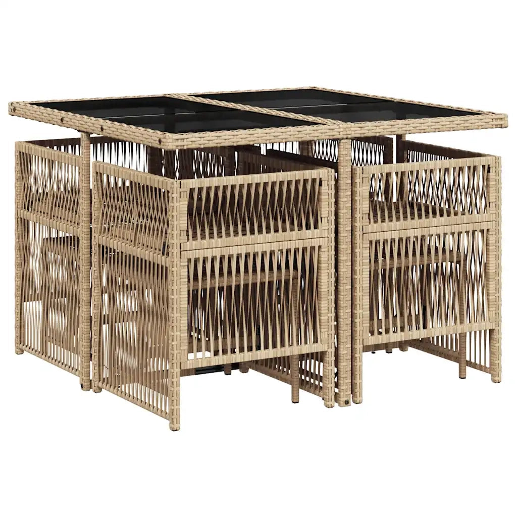 Set Pranzo da Giardino 9 pz con Cuscini Beige Misto Polyrattan 3210960