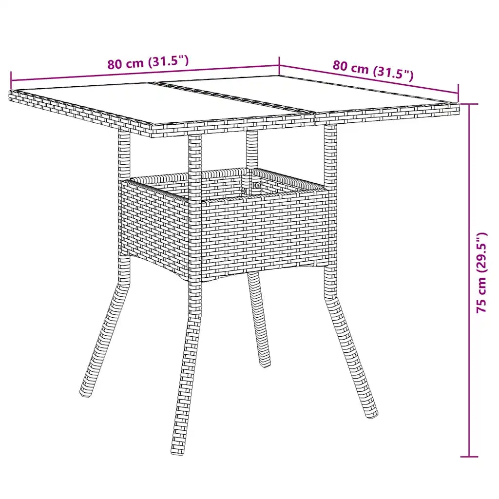 Set da Pranzo da Giardino con Cuscini 5 pz Polyrattan e Vetro