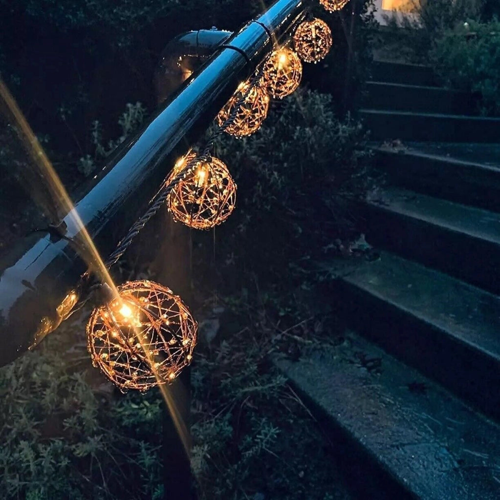 Catena di luci a Led 10 Lampadine per esterno da Giardino energia solare da 3.8M