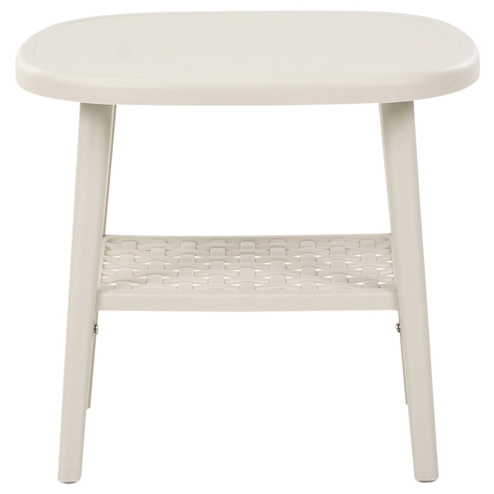 Set bar bistrot da giardino per esterni Tavolo e sedie basse Materiale sintetico bianco sporco