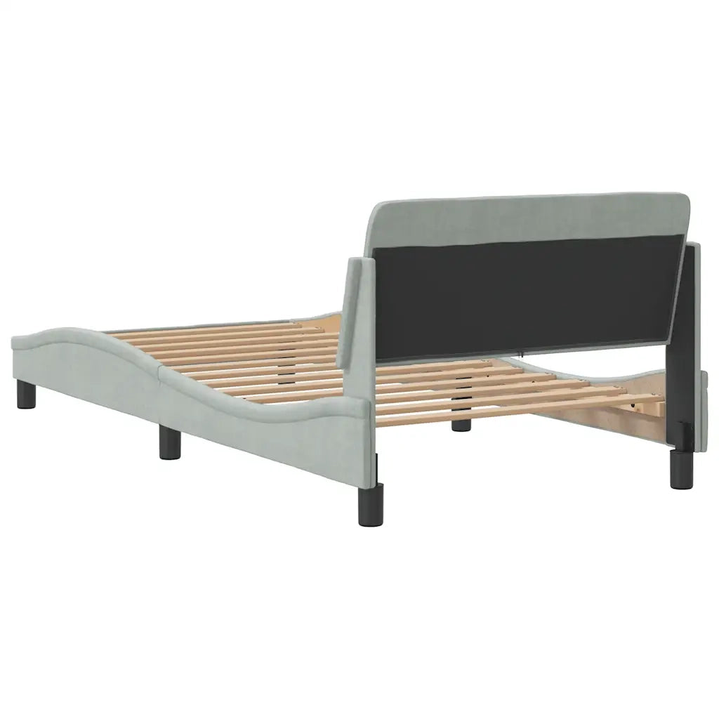 Letto singolo | Letto per adulti | Giroletto Dover Grigio Chiaro 100x200 cm Velluto