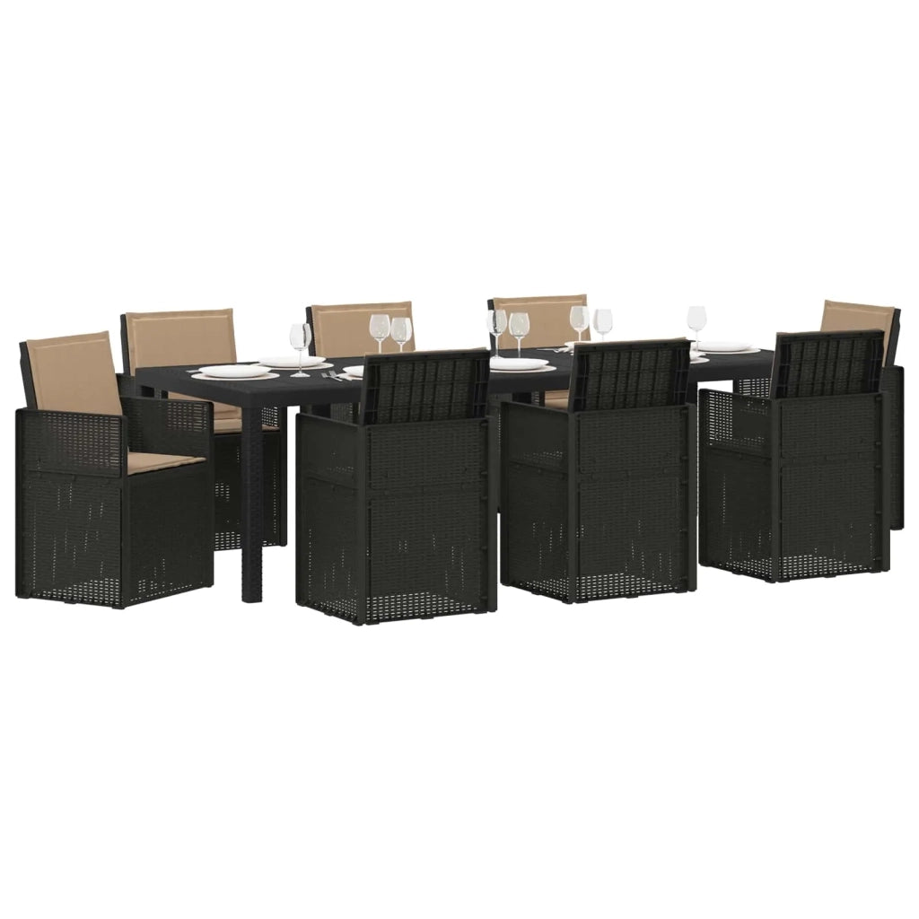 Set da Pranzo per Giardino 9 pcs Antracite e Tortora PP