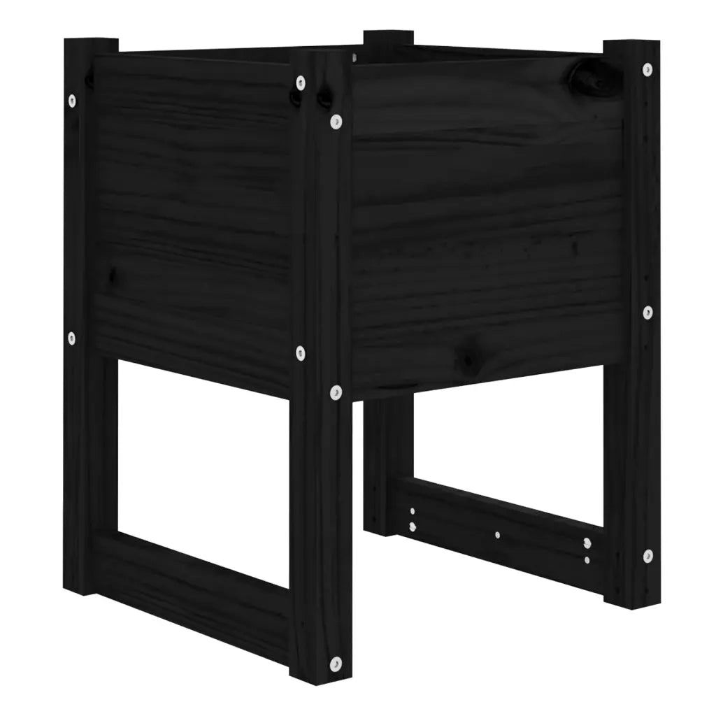 Fioriere 2 pz Nero 40x40x52,5 cm in Legno Massello di Pino 822116