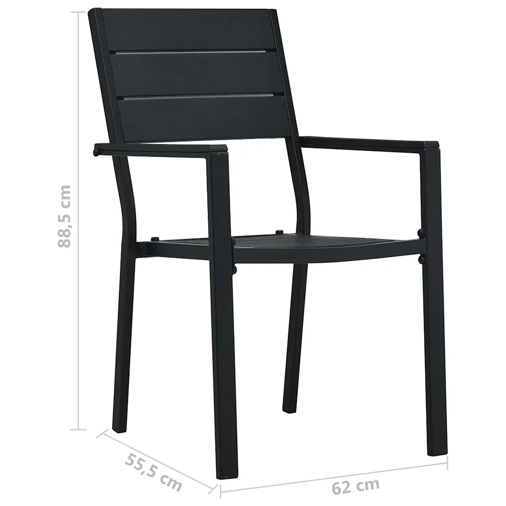 Sedie da Giardino 4 pz Nere in HDPE Aspetto Legno 47886