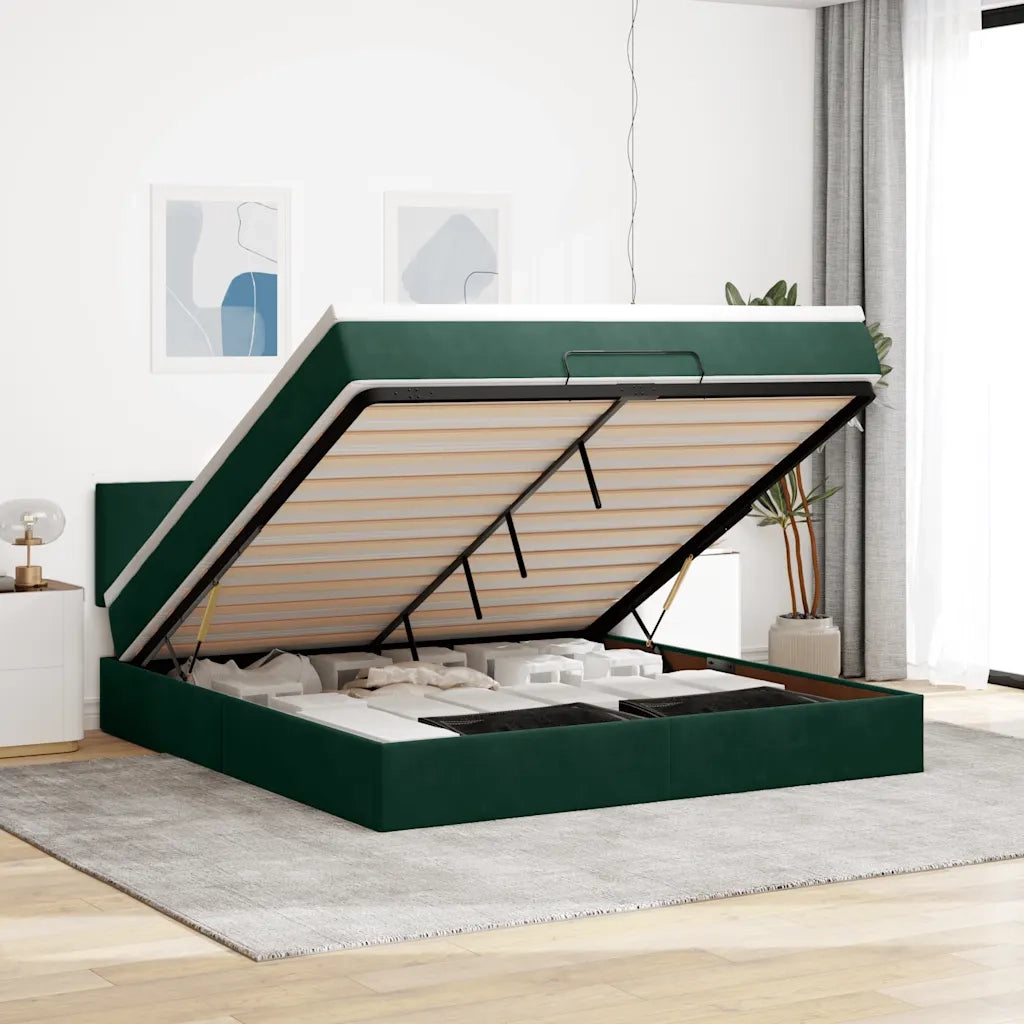 Struttura Letto Pouf con Materasso 160x200 cm in Velluto