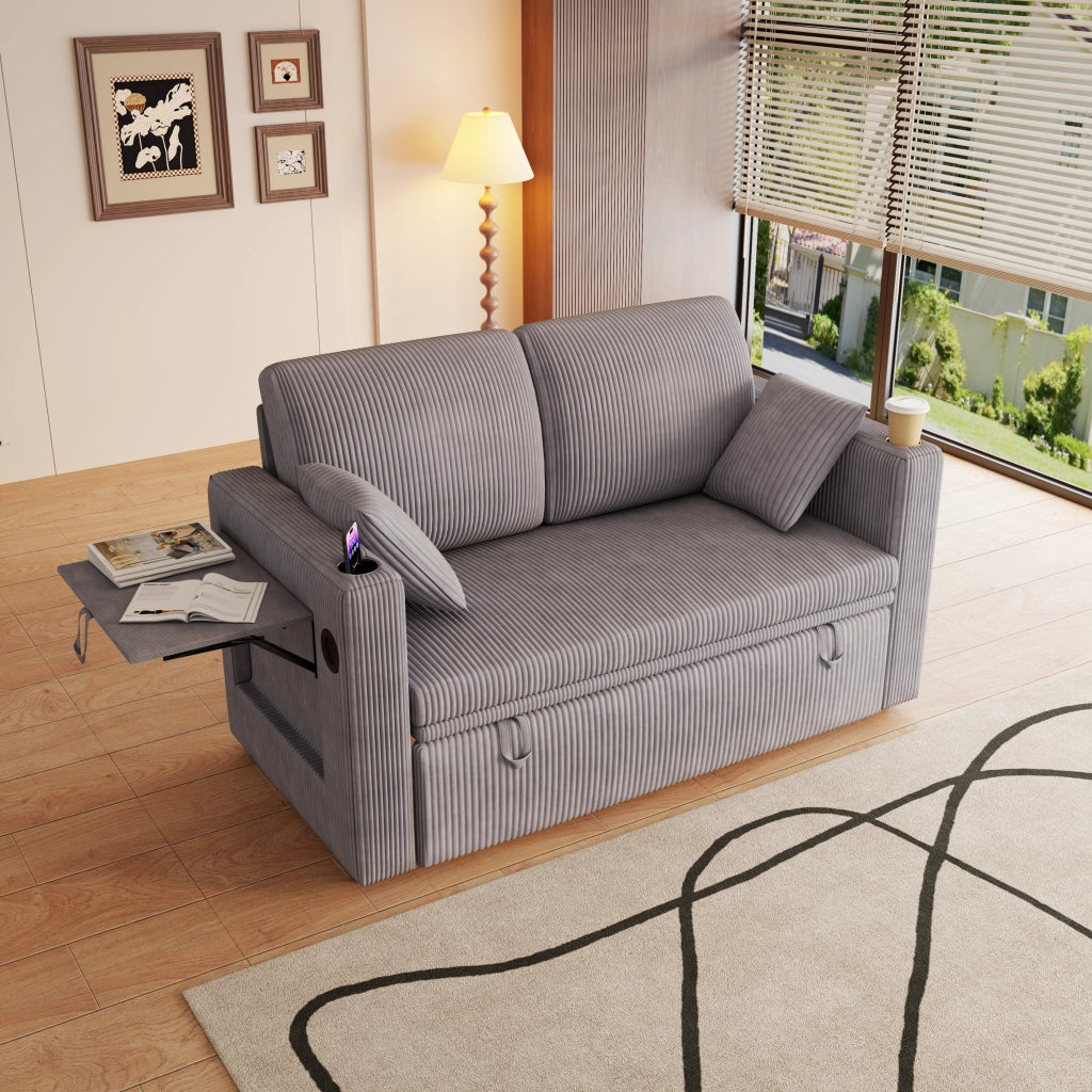 Divano Letto Multifunzione con Schienale Regolabile e Cuscini ¨C MINIMAL ¨C Grigio