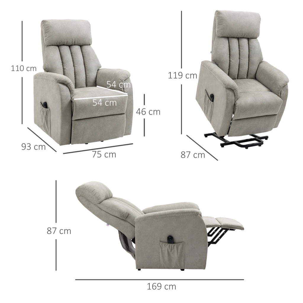 EasyComfort Poltrona Alzapersona Reclinabile 150° max con Telecomando e Poggiapiedi, 75x93x110 cm, Grigio
