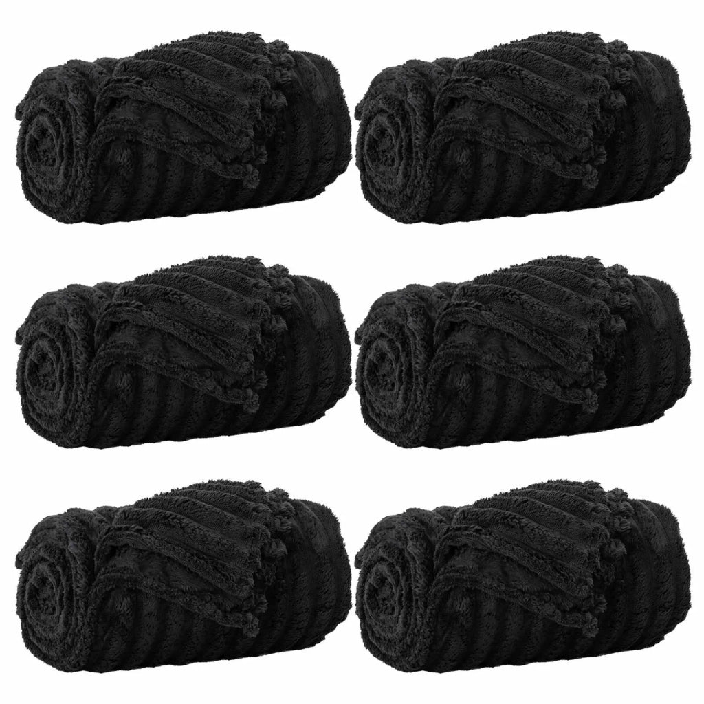 Coperte da Pile 6 pcs Nero 270 x 240 cm Panno