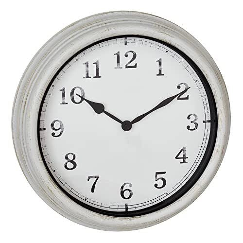 TFA 60.3067.02 Orologio Analogico Outdoor al Quarzo 38 cm Display Grande Protetto dagli Spruzzi d'Acqua in Metallo e Vetro colore Bianco
