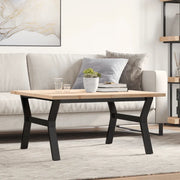 Tavolino Salotto Telaio a Y 90x90x45,5 cm Legno Pino e Acciaio 3282775