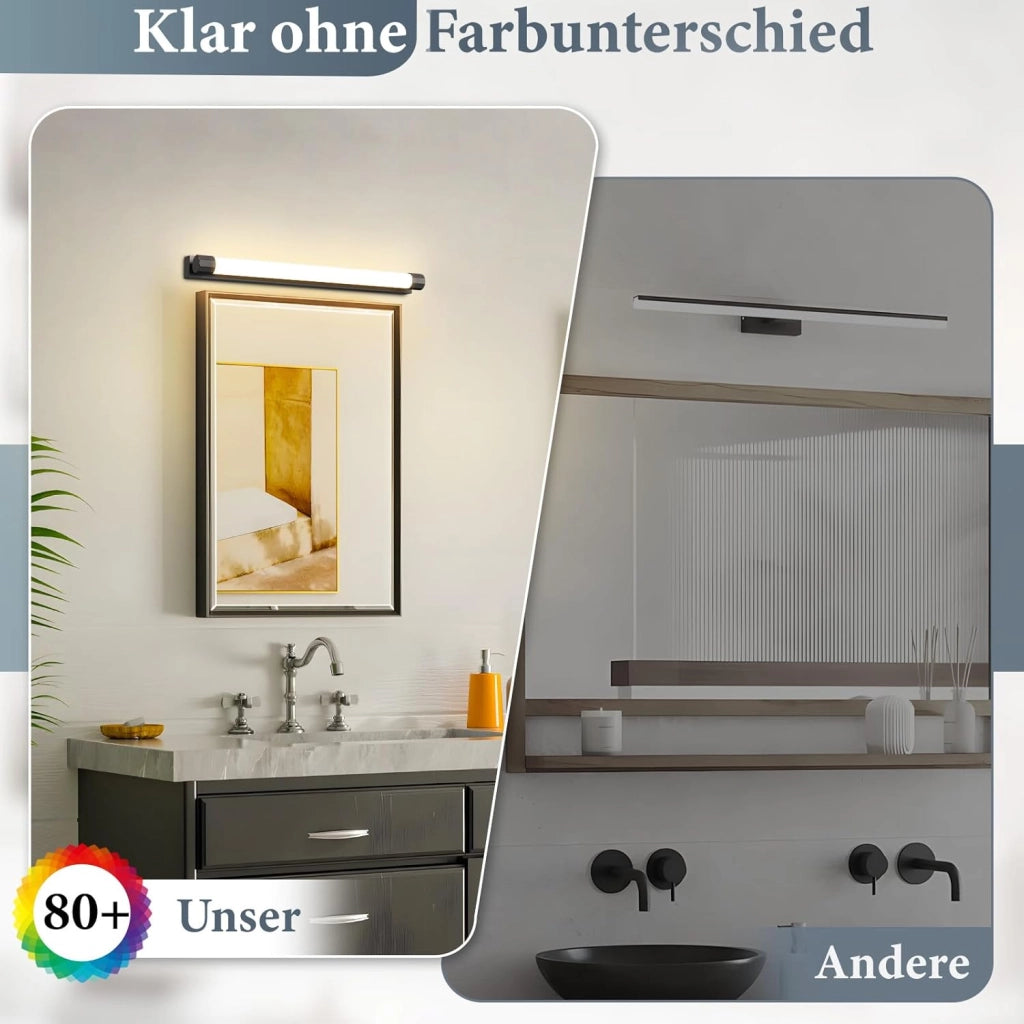 ZMH Applique da Parete LED 50cm 10W Colore Nero 3000K per Specchio da Bagno Illuminazione Moderna per Mobili da Cantina
