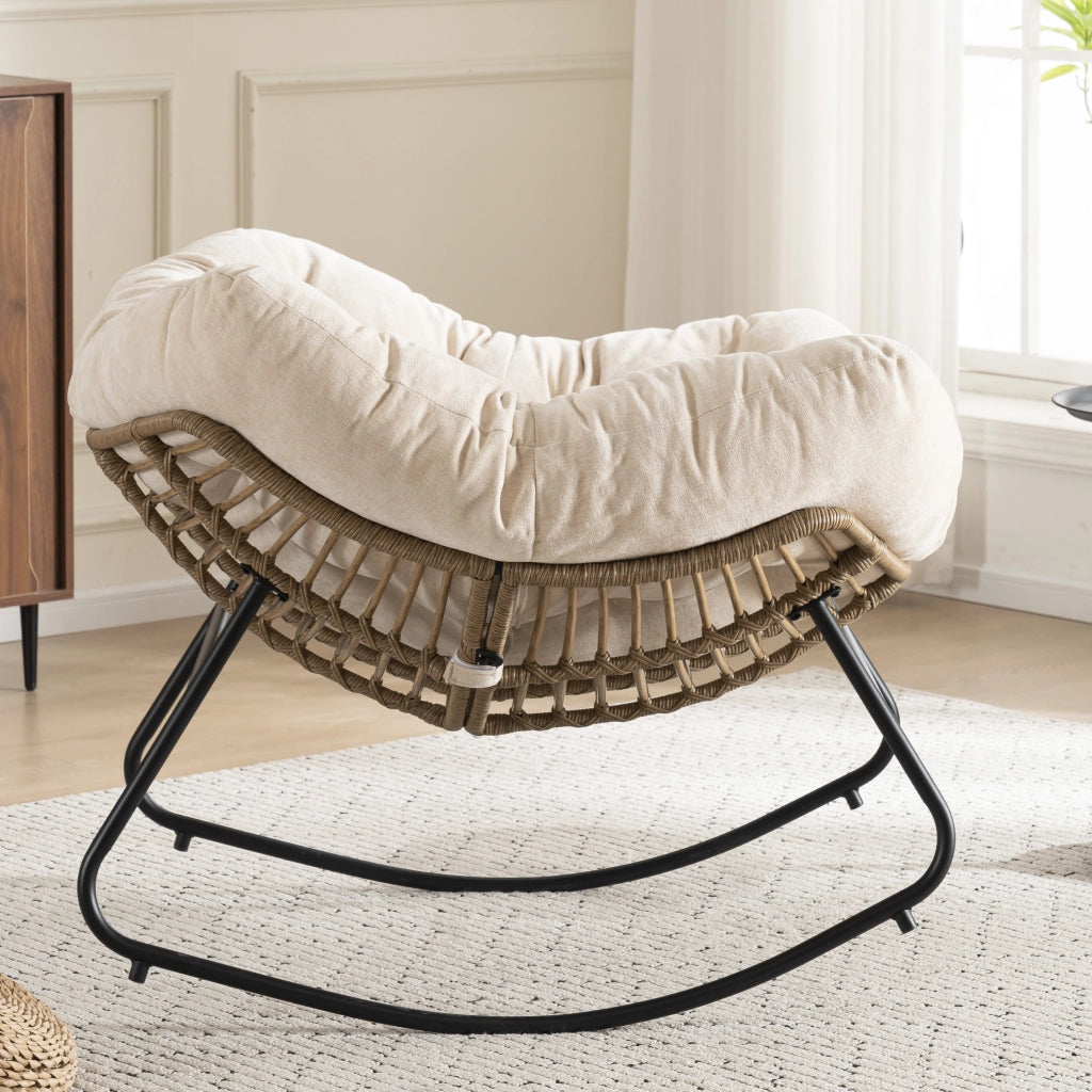 Poltrona a Dondolo in Tessuto Chenille ¨C MINIMAL ¨C Grigio