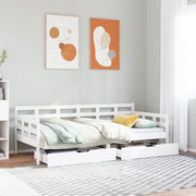 vidaXL Dormeuse con Cassetti Bianco 90x200 cm Legno Massello di Pino
