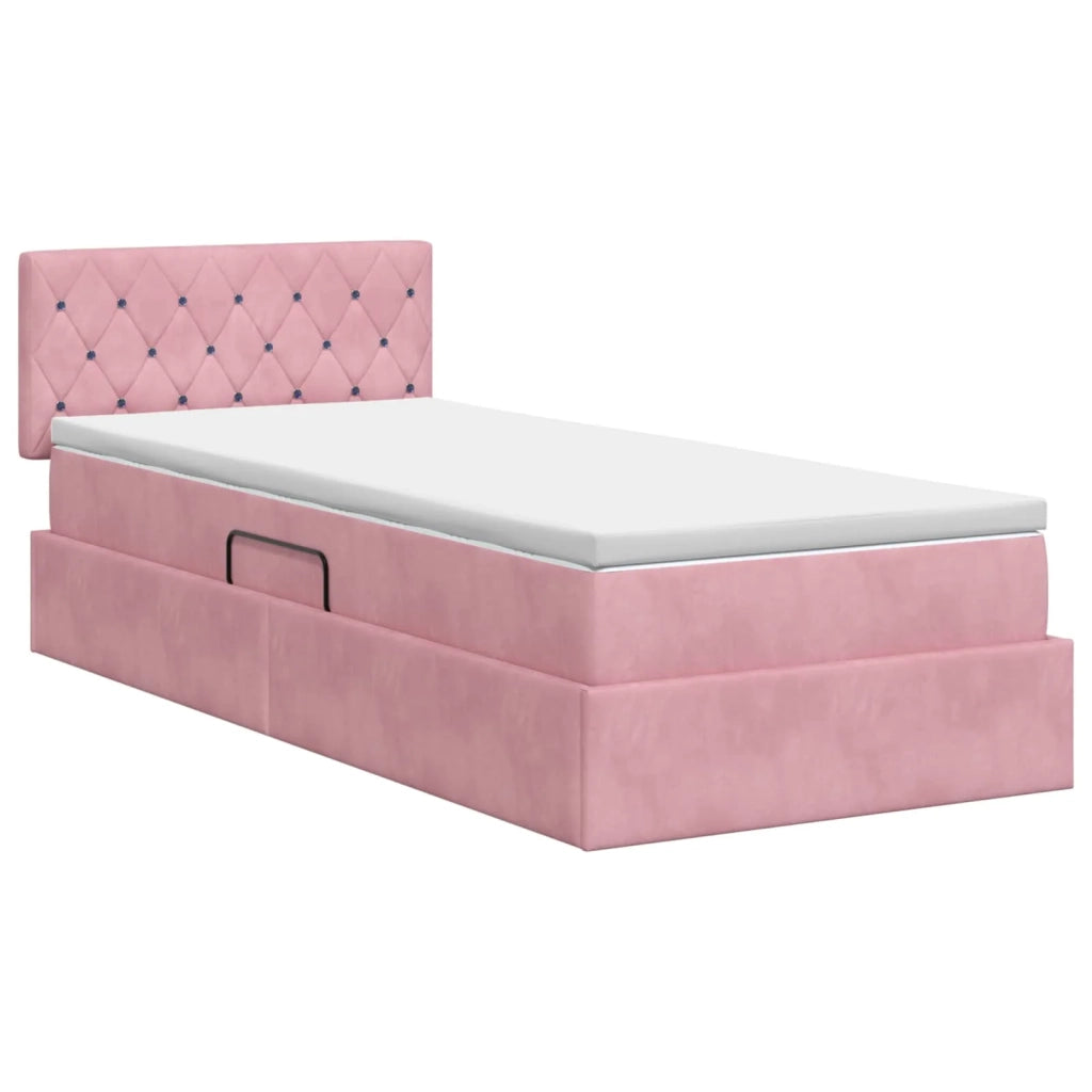 Letto con Contenitore con testiera Rosa 100 x 200 cm Velluto 3458732
