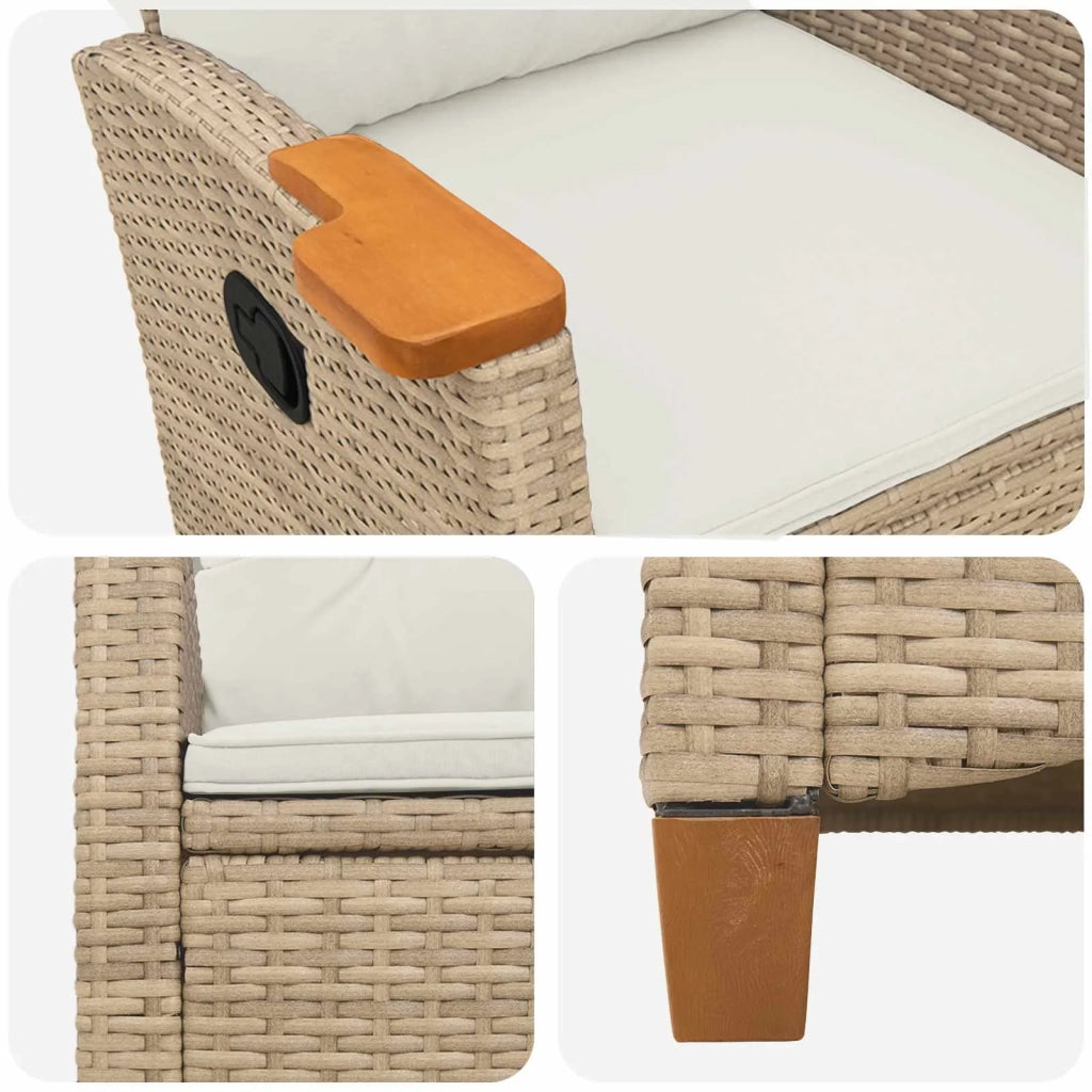 Poltrona reclinabile con tavolino 62 x 64 x 112 cm polyrattan
