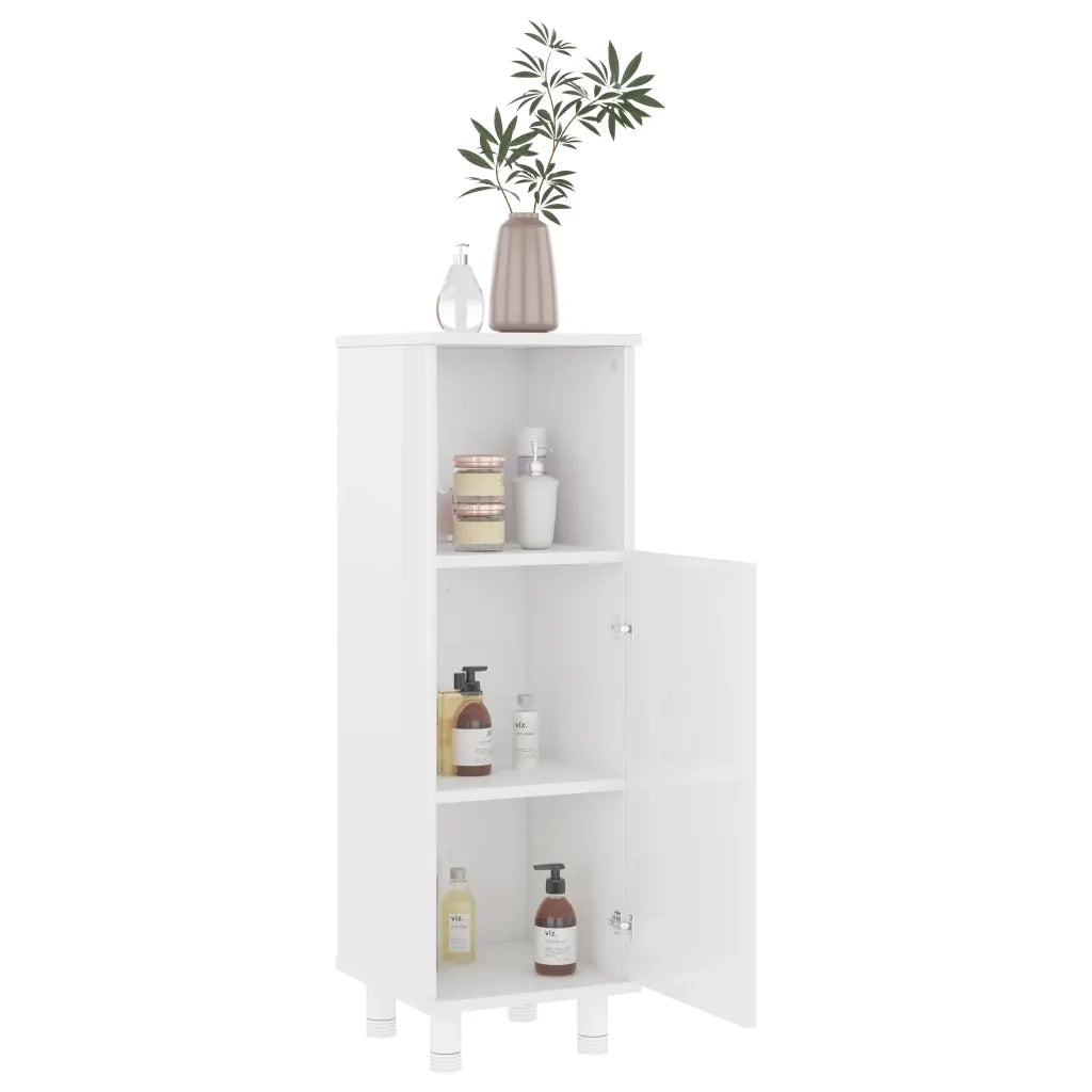 Mobile da Bagno Bianco Lucido 30x30x95 cm in Legno Multistrato 802621