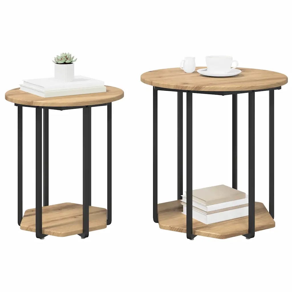 Set tavolini con lo scaffale 2 pcs Marrone 869719