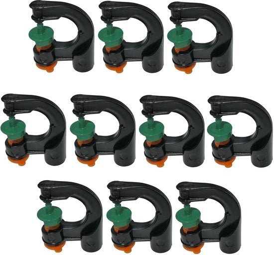 Set di microaspiratori da 10 - 90° Aspiratore - Sistema di irrigazione - Microirrigazione - Copertura 3 m² - Flusso 40 l/h - Materiale plastico - Sistema di aspersione