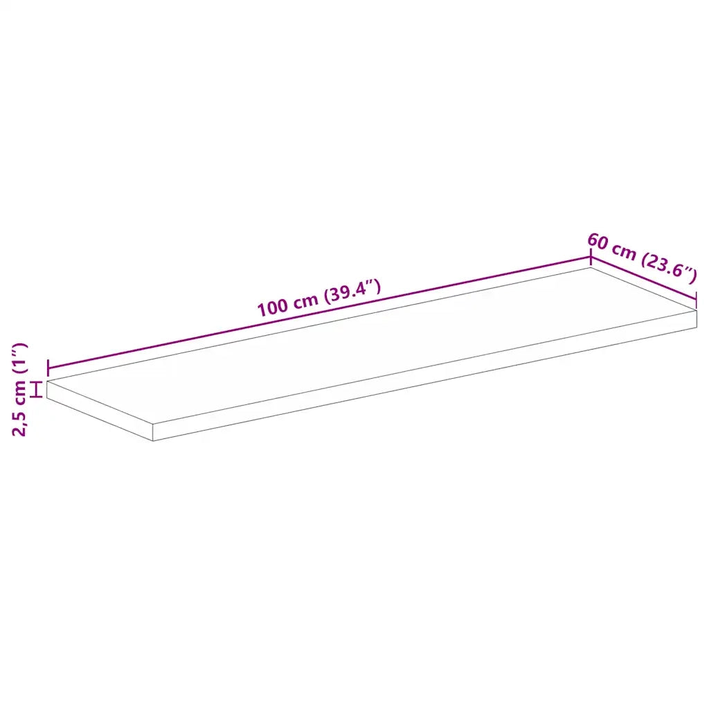 Piano per Tavolo 100x60x2,5cm Rettangolare Legno Massello Mango 371600