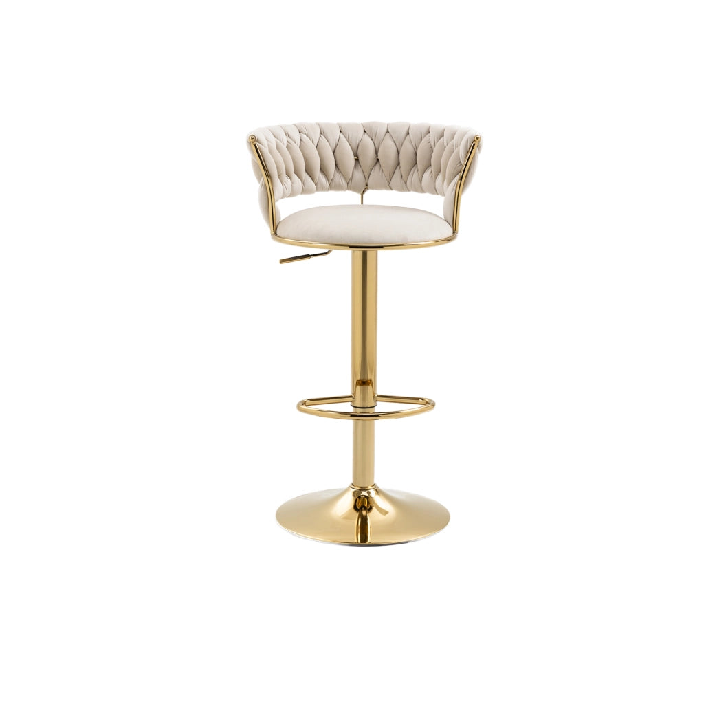 Sgabello da bar girevole 360° con altezza regolabile 54x46x78;5-97 cm; velluto avorio