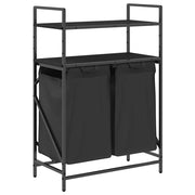 Cesto della Biancheria 2 Scomparti con Ripiani Rovere Nero CFW6738663