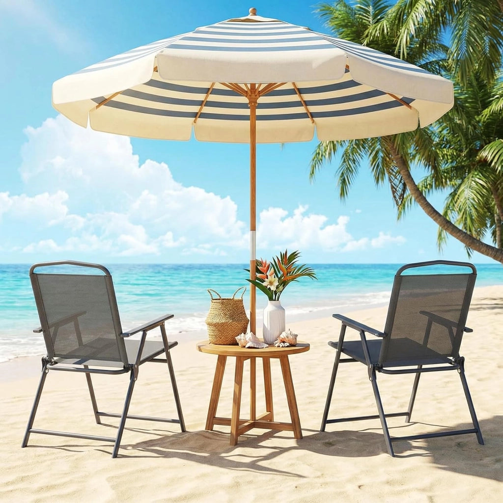 Set di 4 sedie pieghevoli con schienale, braccioli, sedie da terrazza, sedie da pranzo, fino a 150 kg, sedia pieghevole per campeggio, spiaggia, giardino, piscina, terrazza, grigio