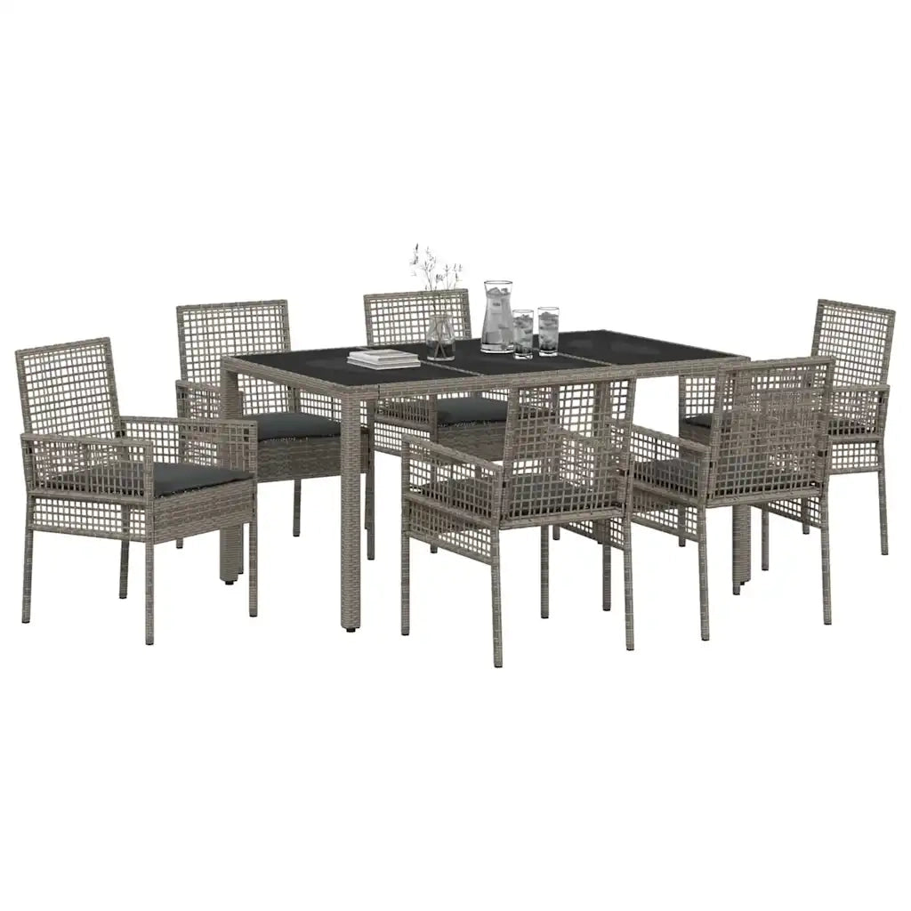 Set da Pranzo per Giardino 7 pcs Grigio polyrattan 3334874