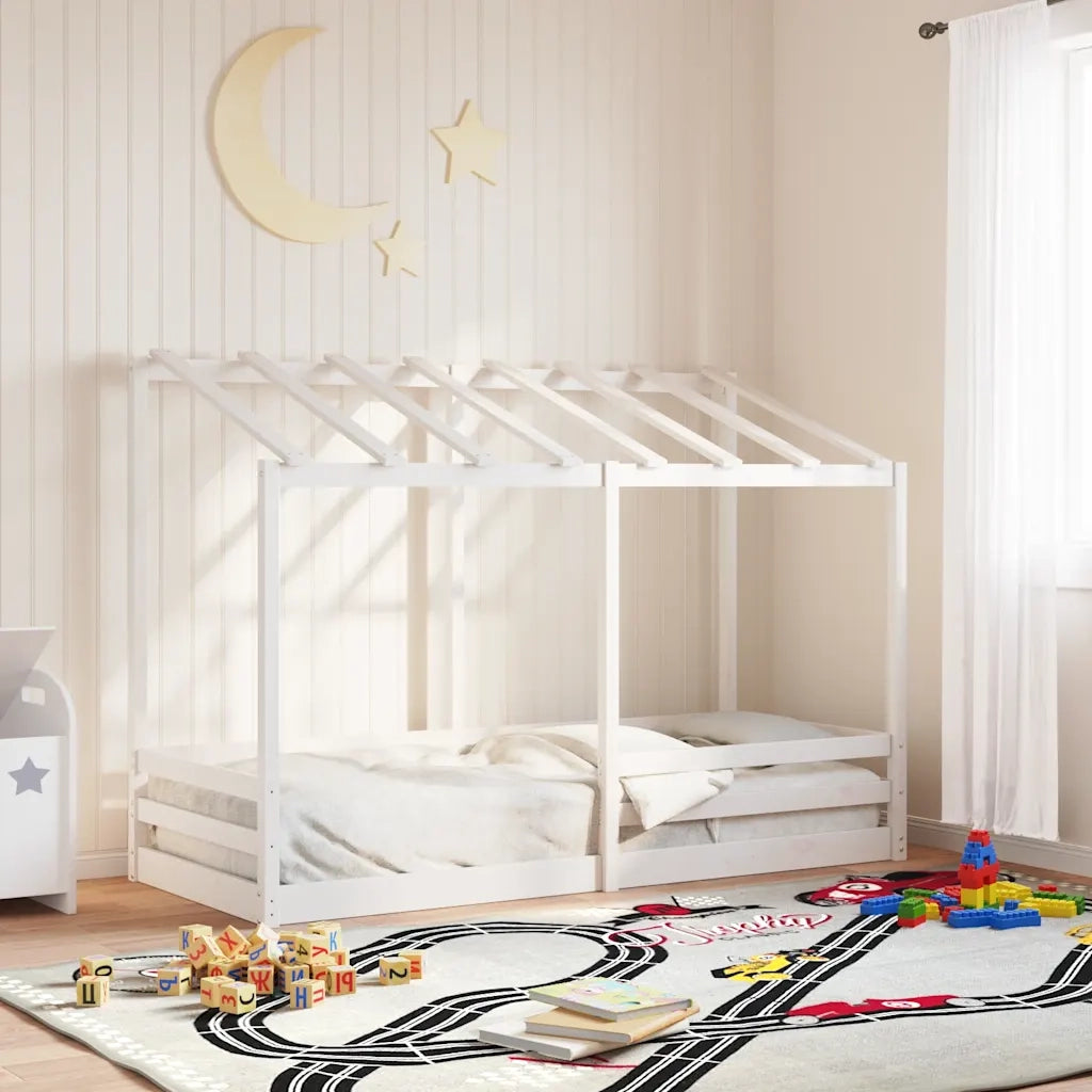 vidaXL Letto per Bambini con Tetto Bianco 75x190cm Legno Massello Pino