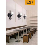 Trade Shop - Applique Da Parete Decorativo Forma Omino Sulla Scala In Metallo Attacco E27 Aq49 - Nero