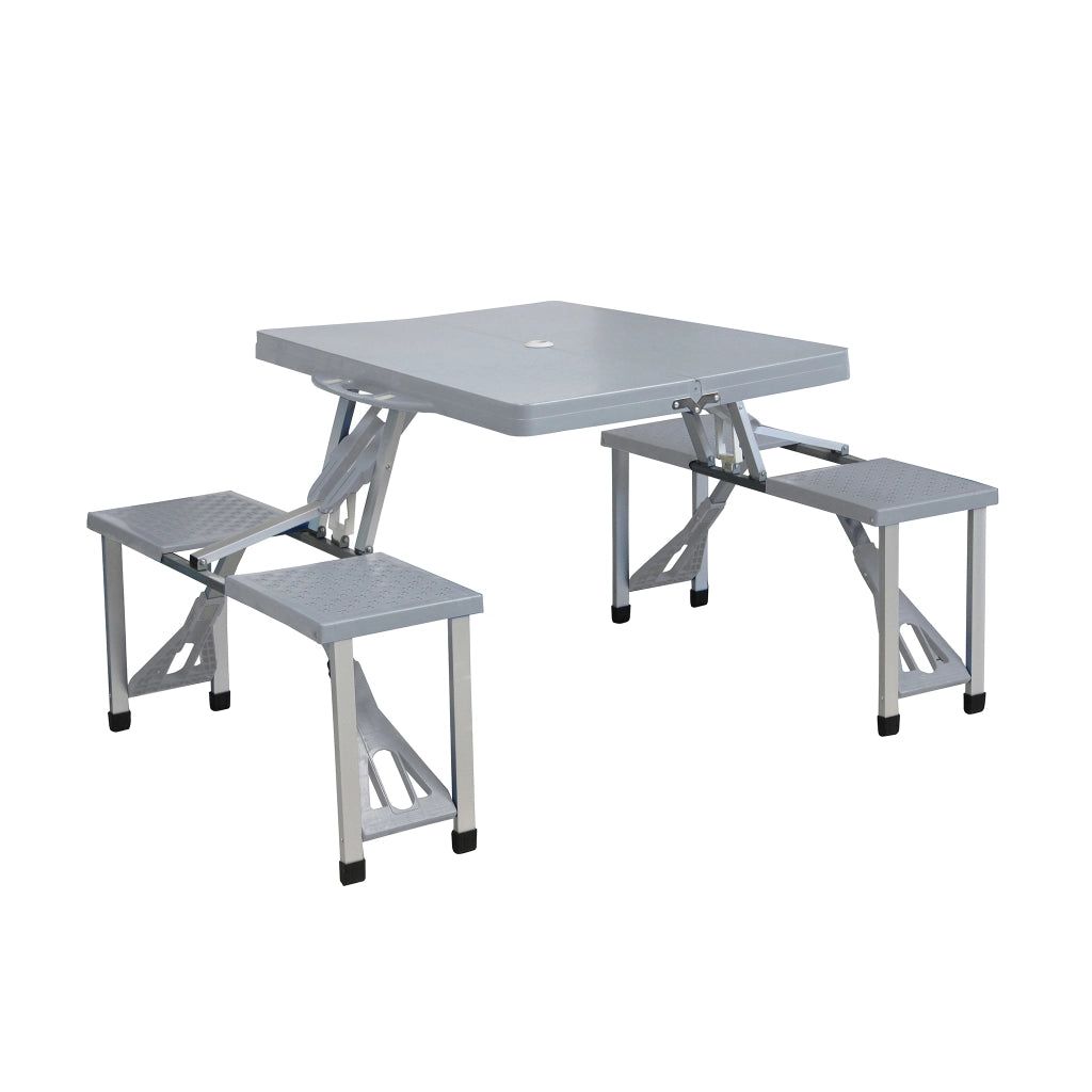 SET TAVOLO PIEGHEVOLE CON 4 SGABELLI IN COLORE GRIGIO