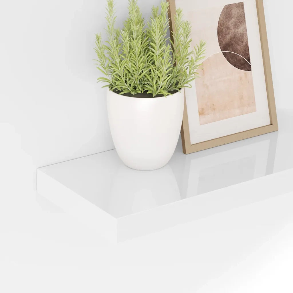 Scaffali a Parete 4 pz Bianco Lucido 50x23x3,8 cm in MDF 323747