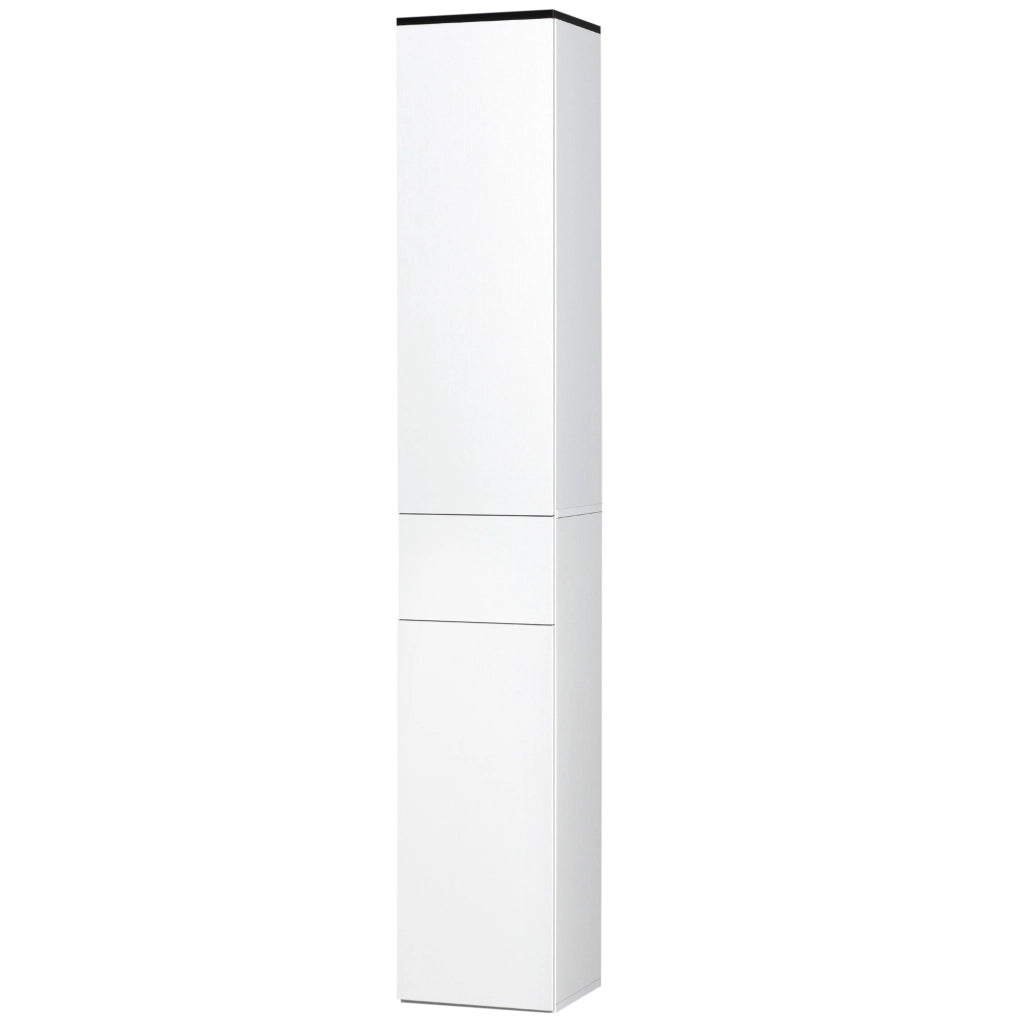 Mobile Bagno con Ripiano Regolabile, 2 Ripiani Chiusi e un Cassetto in Legno, 30x28x180 cm, Bianco