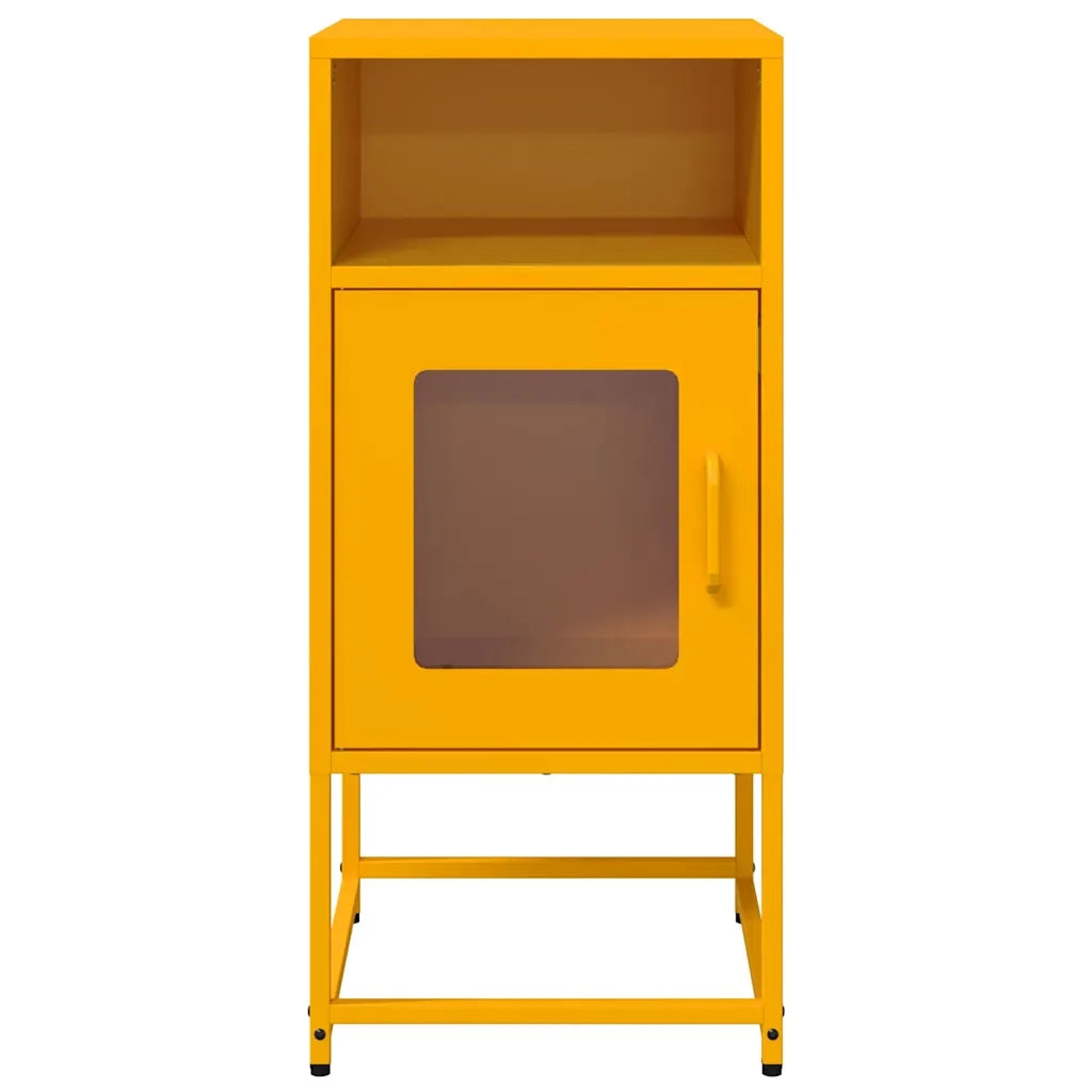 Comodino Giallo Senape 36x39x78 cm in Acciaio Laminato a Freddo