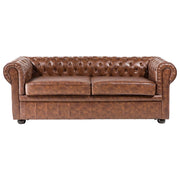 Divano Chesterfield Marrone Ecopelle Gambe Nere 3 Posti in stile moderno